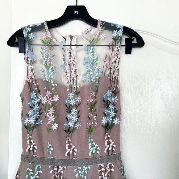 Bronx & Banco Dress Isola Mini Floral Embroidered Beaded Tulle Lace Multi S EUC - Picture 4 of 7
